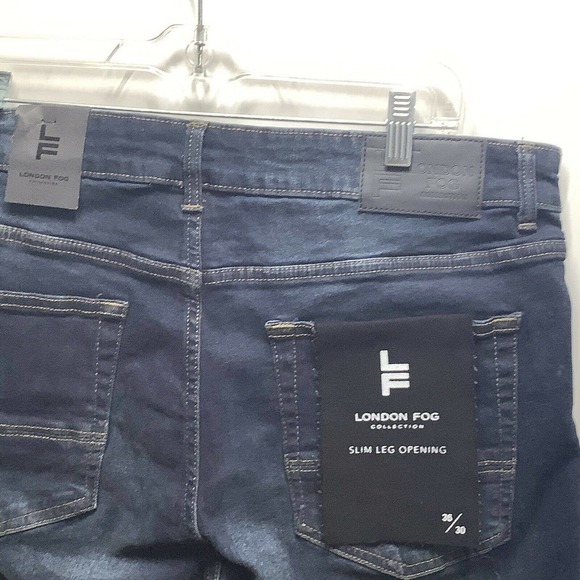 NWT mens london fog collection slim‎ 36x30 dark blue jeans paint splattered dots - Picture 9 of 9